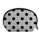 Polka Dots - Black on Silver Gray Accessory Pouch (Large)