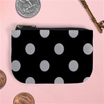 Polka Dots - Silver Gray on Black Mini Coin Purse