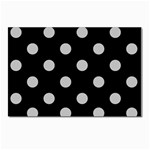 Polka Dots - Silver Gray on Black Postcards 5  x 7  (Pkg of 10)