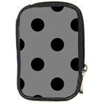 Polka Dots - Black on Gray Compact Camera Leather Case