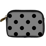 Polka Dots - Black on Gray Digital Camera Leather Case