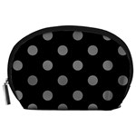 Polka Dots - Gray on Black Accessory Pouch (Large)
