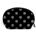 Polka Dots - Gray on Black Accessory Pouch (Large)