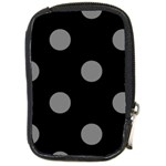 Polka Dots - Gray on Black Compact Camera Leather Case