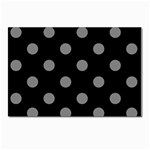 Polka Dots - Gray on Black Postcards 5  x 7  (Pkg of 10)