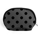 Polka Dots - Black on Dark Gray Accessory Pouch (Medium)