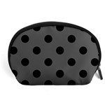 Polka Dots - Black on Dark Gray Accessory Pouch (Large)