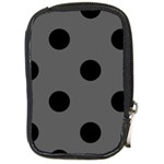 Polka Dots - Black on Dark Gray Compact Camera Leather Case