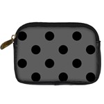 Polka Dots - Black on Dark Gray Digital Camera Leather Case