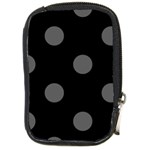 Polka Dots - Dark Gray on Black Compact Camera Leather Case