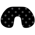Polka Dots - Dark Gray on Black Travel Neck Pillow