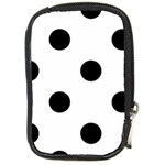 Polka Dots - Black on White Compact Camera Leather Case