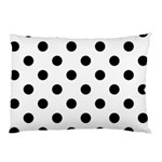Polka Dots - Black on White Pillow Case (One Side)