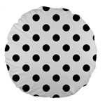 Polka Dots - Black on White Large 18  Premium Round Cushion