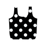 Polka Dots - White on Black Full Print Recycle Bag (S)