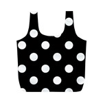 Polka Dots - White on Black Full Print Recycle Bag (M)