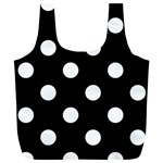 Polka Dots - White on Black Full Print Recycle Bag (XL)