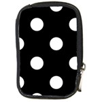 Polka Dots - White on Black Compact Camera Leather Case