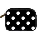 Polka Dots - White on Black Digital Camera Leather Case