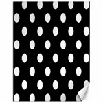 Polka Dots - White on Black Canvas 12  x 16 