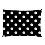 Polka Dots - White on Black Pillow Case (One Side)