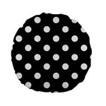 Polka Dots - White on Black Standard 15  Premium Round Cushion
