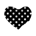 Polka Dots - White on Black Standard 16  Premium Heart Shape Cushion