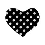 Polka Dots - White on Black Standard 16  Premium Flano Heart Shape Cushion