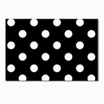 Polka Dots - White on Black Postcards 5  x 7  (Pkg of 10)