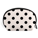 Polka Dots - Black on Seashell Accessory Pouch (Large)