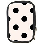 Polka Dots - Black on Seashell Compact Camera Leather Case