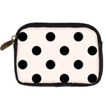 Polka Dots - Black on Seashell Digital Camera Leather Case