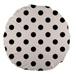 Polka Dots - Black on Seashell Large 18  Premium Round Cushion