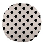 Polka Dots - Black on Seashell Large 18  Premium Flano Round Cushion