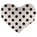 Polka Dots - Black on Seashell Large 19  Premium Heart Shape Cushion