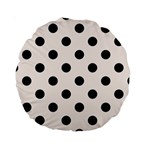 Polka Dots - Black on Seashell Standard 15  Premium Round Cushion