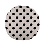 Polka Dots - Black on Seashell Standard 15  Premium Flano Round Cushion