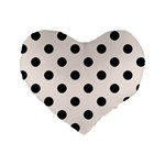 Polka Dots - Black on Seashell Standard 16  Premium Heart Shape Cushion