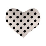 Polka Dots - Black on Seashell Standard 16  Premium Flano Heart Shape Cushion