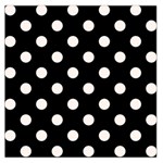 Polka Dots - Seashell on Black Large Satin Scarf (Square)