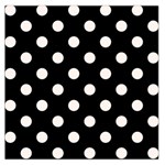 Polka Dots - Seashell on Black Large Satin Scarf (Square)