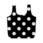Polka Dots - Seashell on Black Full Print Recycle Bag (M)