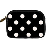 Polka Dots - Seashell on Black Digital Camera Leather Case