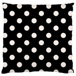 Polka Dots - Seashell on Black Large Flano Cushion Case (One Side)