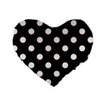 Polka Dots - Seashell on Black Standard 16  Premium Heart Shape Cushion