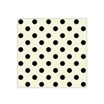 Polka Dots - Black on Beige Satin Bandana Scarf