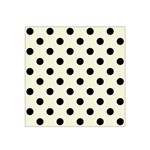 Polka Dots - Black on Beige Satin Bandana Scarf