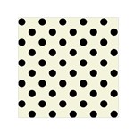 Polka Dots - Black on Beige Small Satin Scarf  (Square)