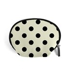 Polka Dots - Black on Beige Accessory Pouch (Small)