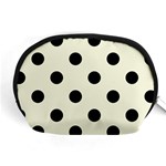 Polka Dots - Black on Beige Accessory Pouch (Medium)